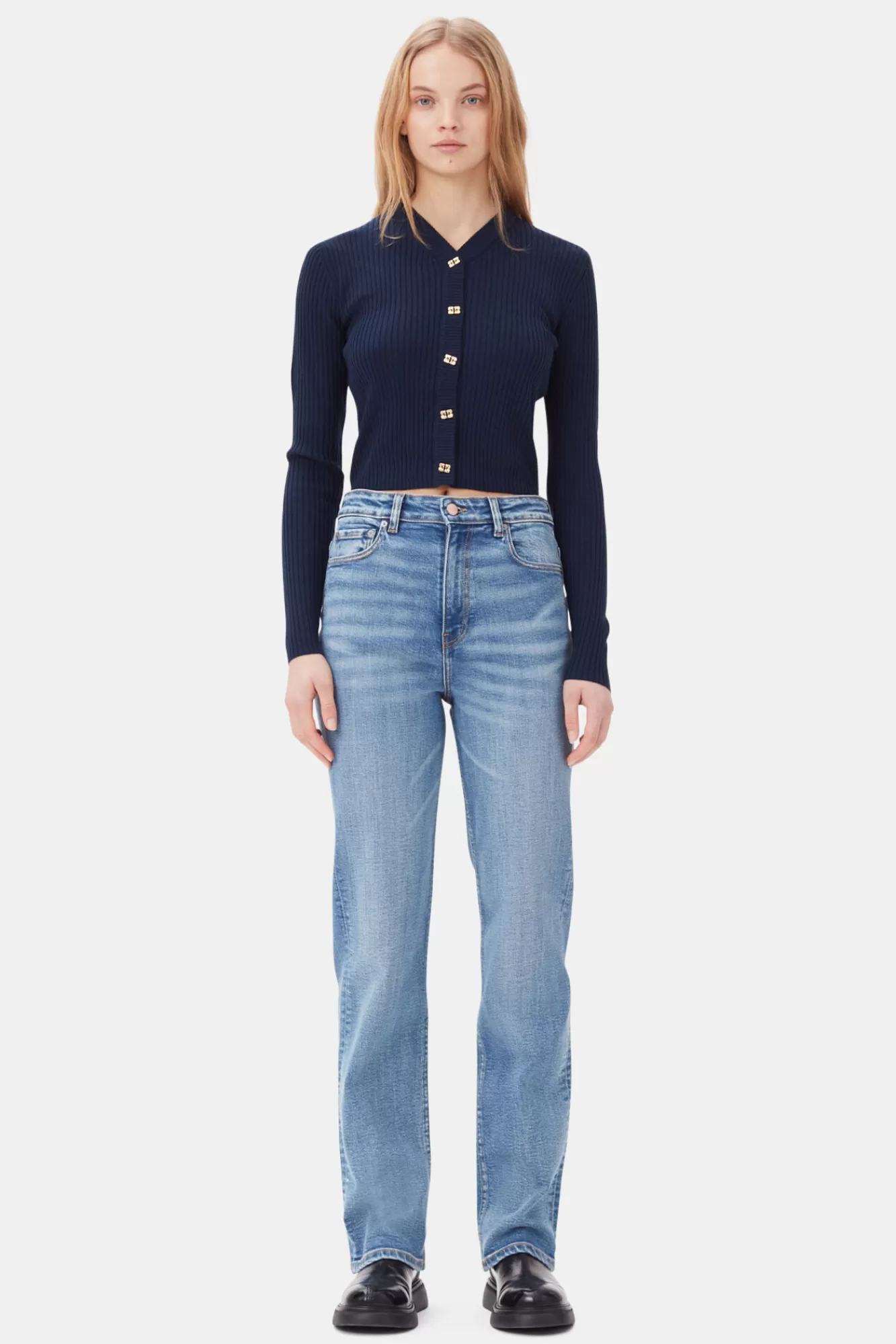 Jeans | Denimklær<GANNI Mid Blue Vintage Pohli-jeans MidBlueVintage